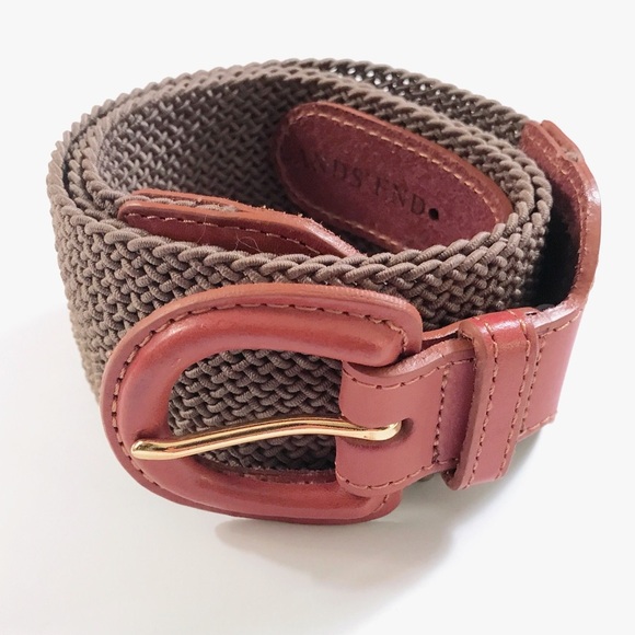 EUC size Large woven tan & brown Lands’ End belt - Picture 1 of 4